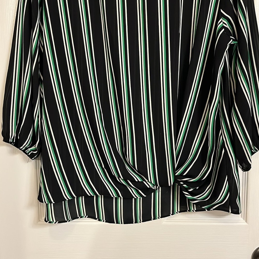 Roz & Ali black and green striped top - Picture 3 of 5